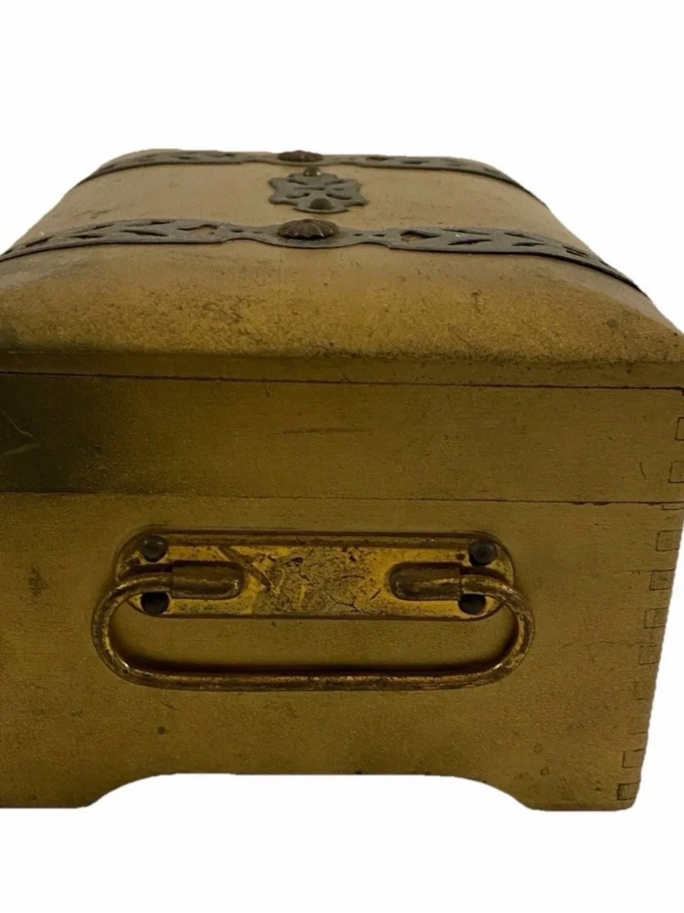Vintage McGraw Box Co NY Gold Wood Jewelry Box Jewelry Box Filigree Blue Velvet